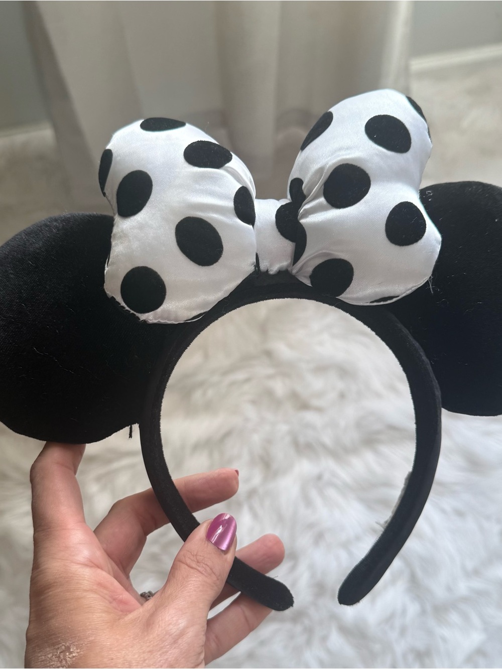 Disney Parks Black & White Polka Dot Minnie Mouse Ears Headband